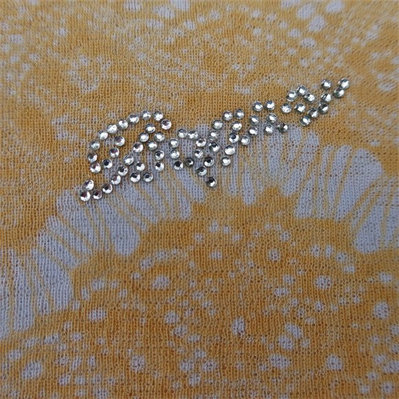 Bogner Mesh Mock Neck Top Stretchy Lite Geo Crystal Logo Light Peach Vintage M - Picture 3 of 9